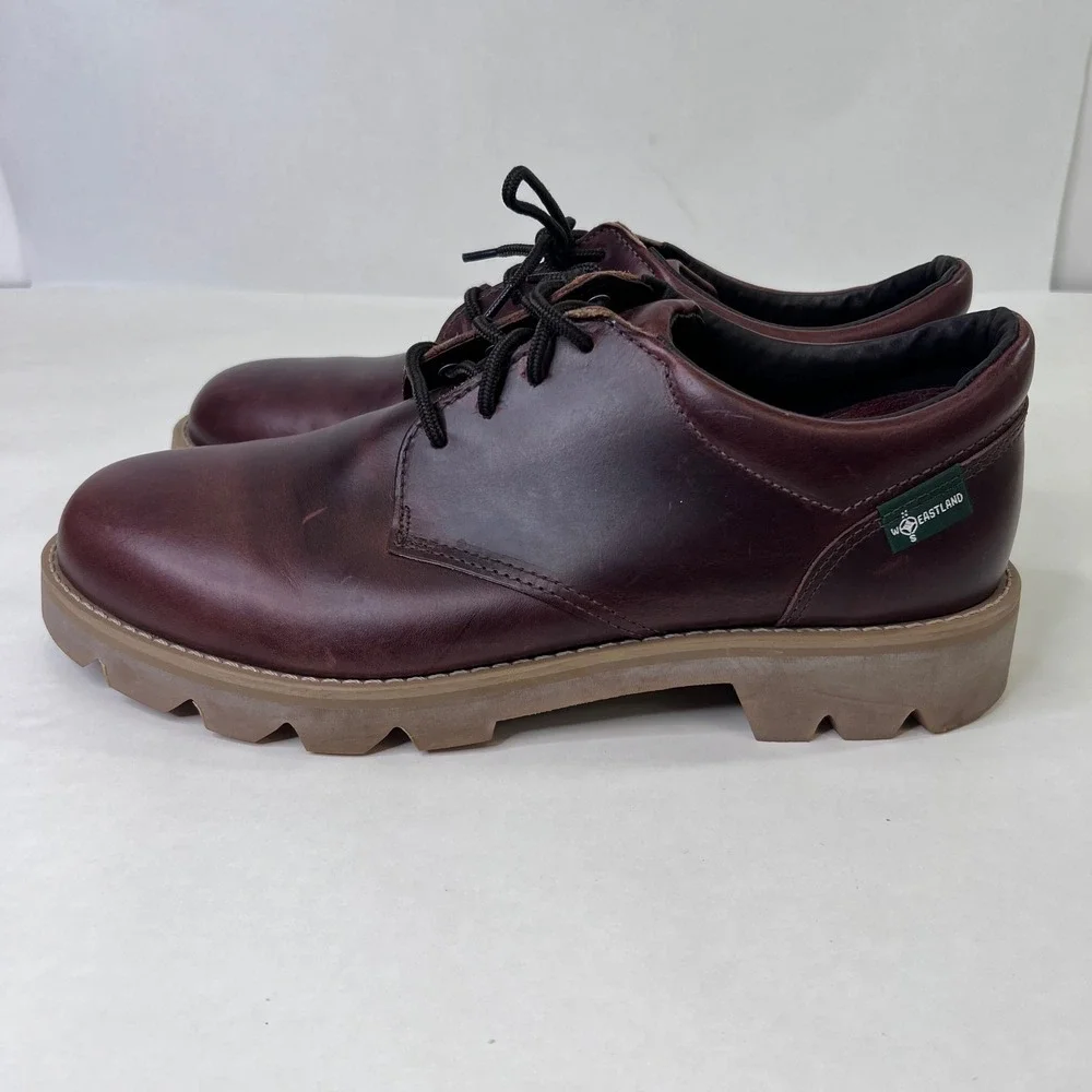 Eastland Mens Burgundy Leather Vibram Lug Sole Oxford Shoes 14 D 6401 L